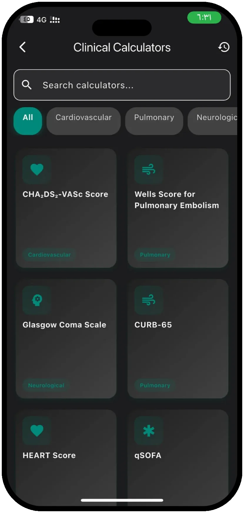 ClinIQ Clinical Calculators — GCS, Wells, CURB-65 and more