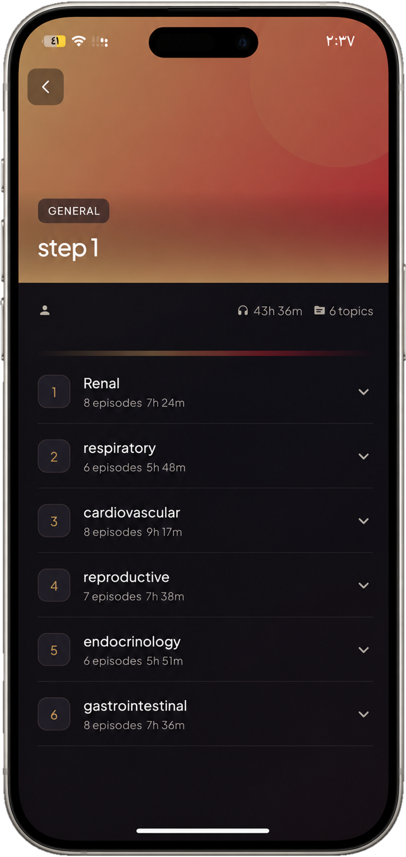 ClinIQ USMLE Podcast — audio learning paths organized by organ system